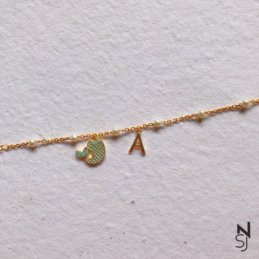 Mermaid's Tail Initial Bracelet