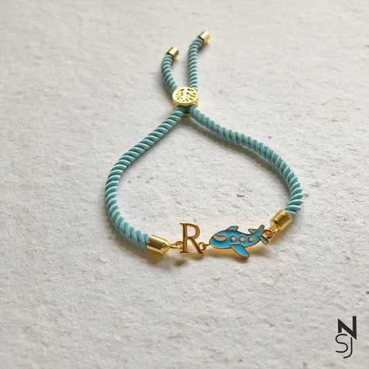 Aeroplane Initial Bracelet