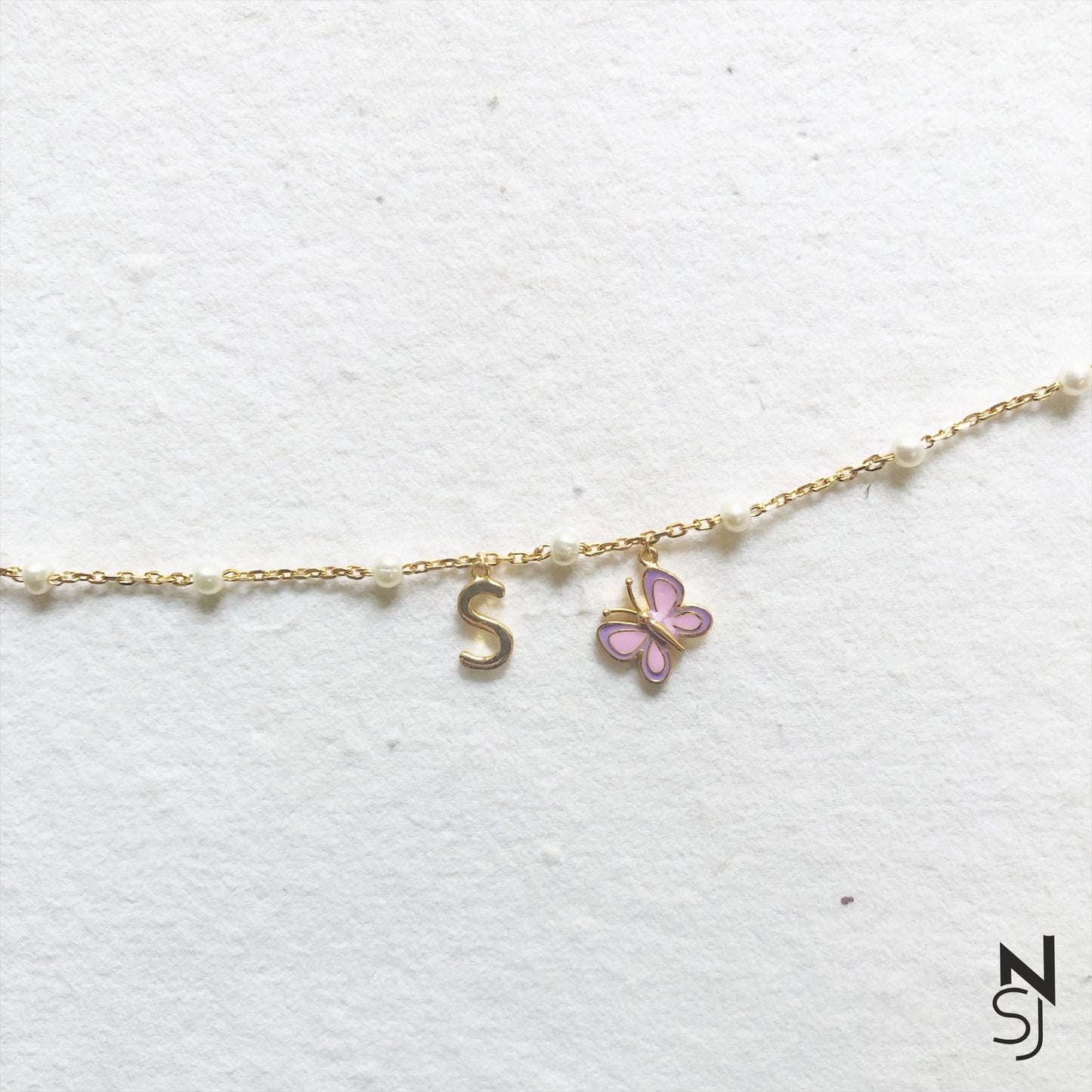 Butterfly & Custom Initial Bracelet