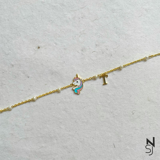 Unicorn & Custom Initial Bracelet