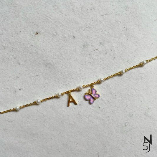 Custom Initial Butterfly Bracelet