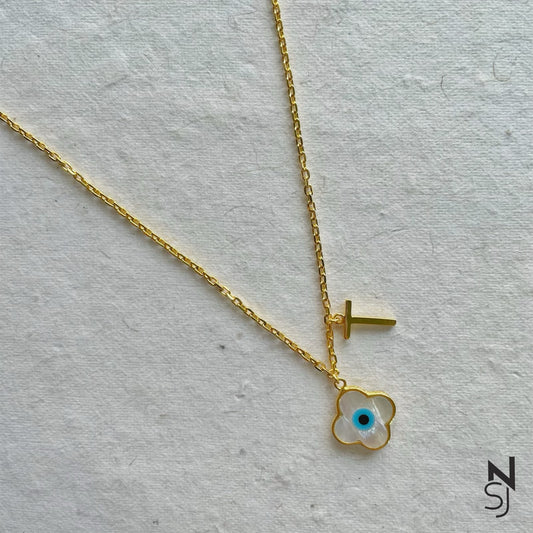 Clover Evil Eye Initial Neckchain