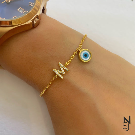 Custom Initial Evil Eye Bracelet