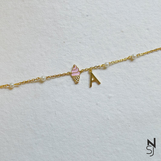 Custom Initial Icecream Bracelet