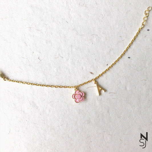 Rose & Custom Initial Bracelet