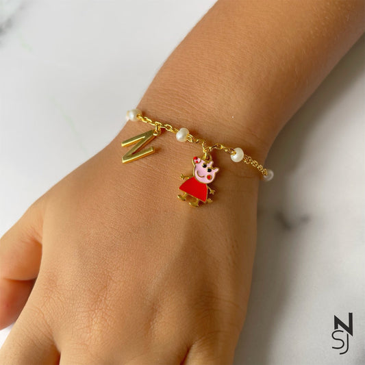 Custom Initial Peppa Pig Bracelet